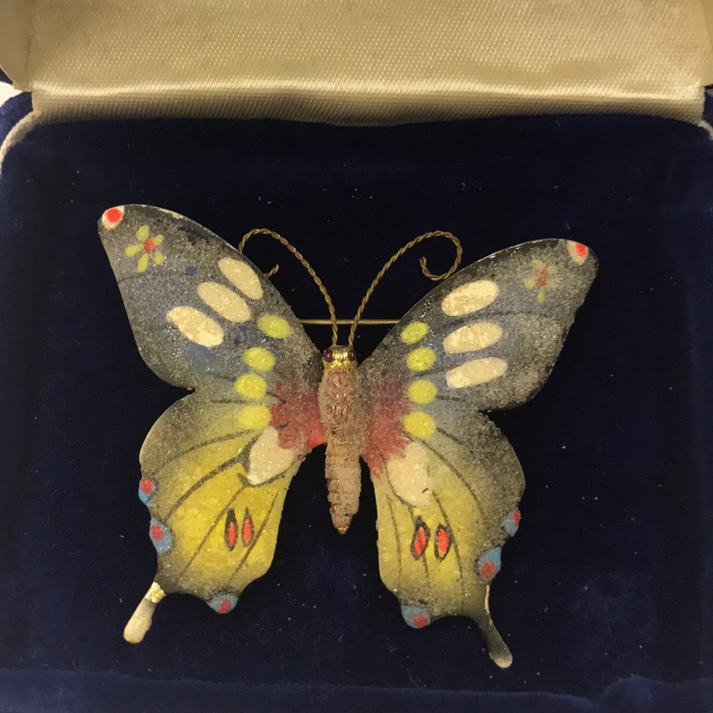 Enameled Butterfly Pin Vintage